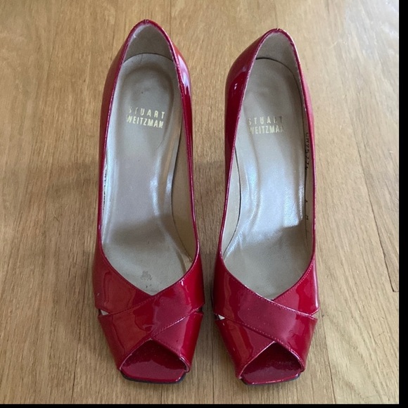 Stuart Weitzman “Quasar” Leather Open Toed Heels - Picture 3 of 15